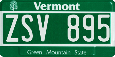 VT license plate ZSV895