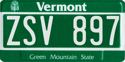 VT license plate ZSV897