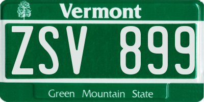 VT license plate ZSV899