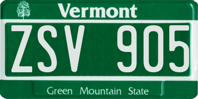 VT license plate ZSV905