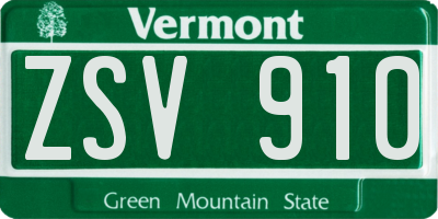 VT license plate ZSV910