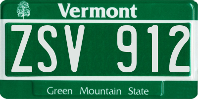 VT license plate ZSV912