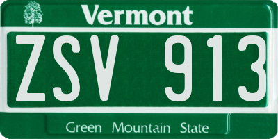 VT license plate ZSV913