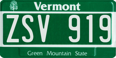 VT license plate ZSV919