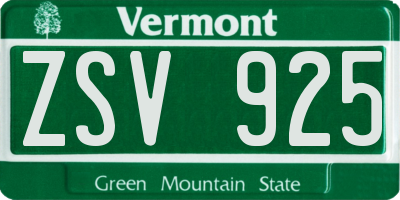 VT license plate ZSV925