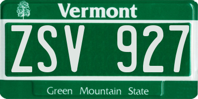 VT license plate ZSV927