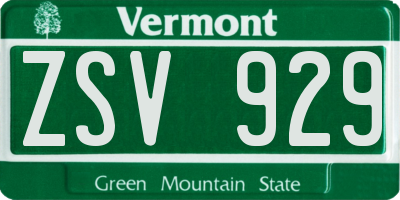 VT license plate ZSV929