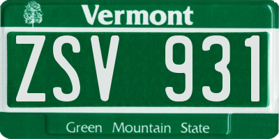 VT license plate ZSV931