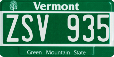 VT license plate ZSV935