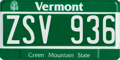 VT license plate ZSV936