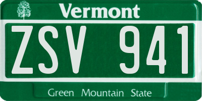 VT license plate ZSV941