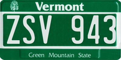 VT license plate ZSV943