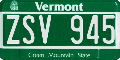 VT license plate ZSV945