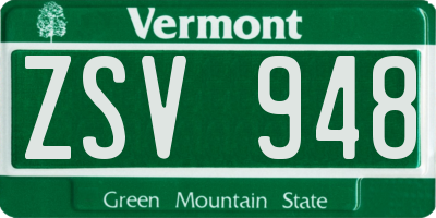 VT license plate ZSV948