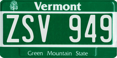 VT license plate ZSV949