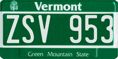 VT license plate ZSV953