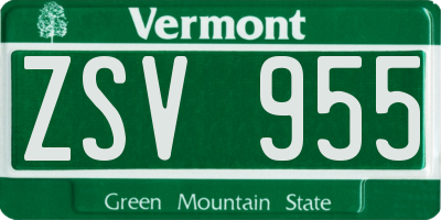 VT license plate ZSV955