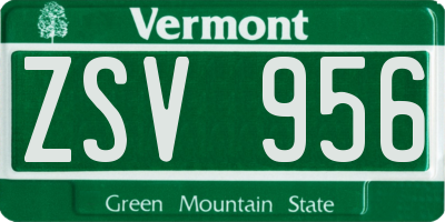 VT license plate ZSV956