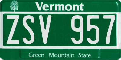 VT license plate ZSV957