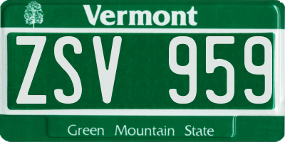 VT license plate ZSV959