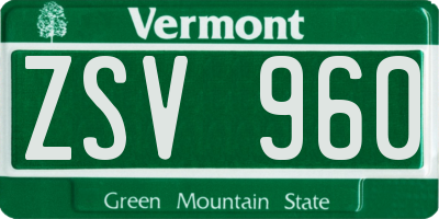 VT license plate ZSV960