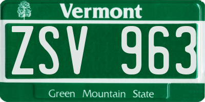 VT license plate ZSV963