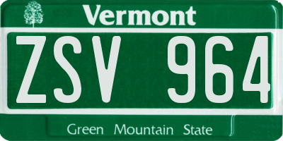 VT license plate ZSV964