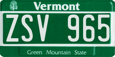 VT license plate ZSV965