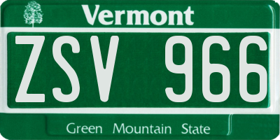 VT license plate ZSV966