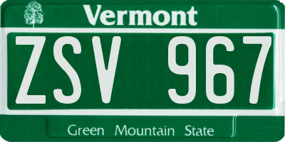 VT license plate ZSV967