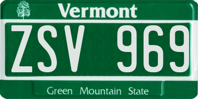 VT license plate ZSV969