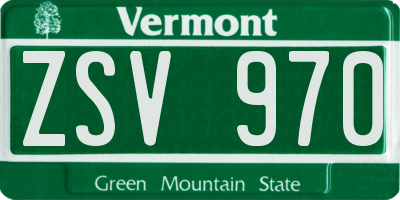 VT license plate ZSV970
