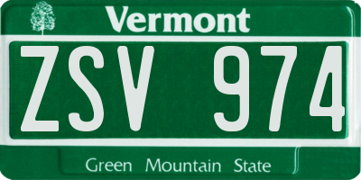VT license plate ZSV974