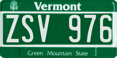 VT license plate ZSV976