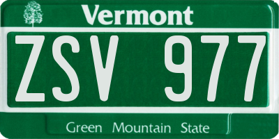 VT license plate ZSV977