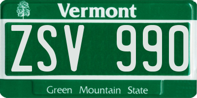 VT license plate ZSV990