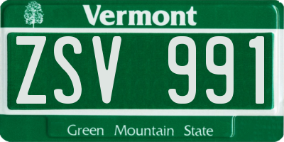 VT license plate ZSV991