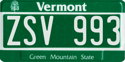 VT license plate ZSV993