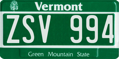 VT license plate ZSV994