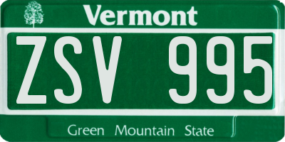 VT license plate ZSV995