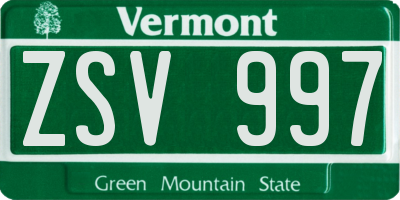 VT license plate ZSV997
