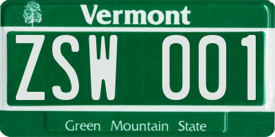 VT license plate ZSW001