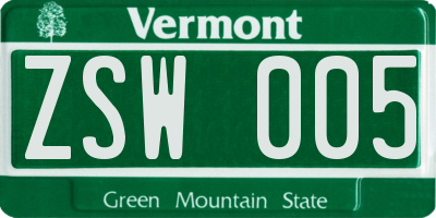 VT license plate ZSW005