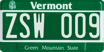 VT license plate ZSW009