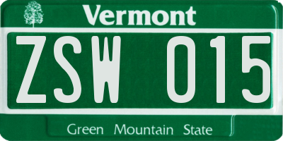 VT license plate ZSW015