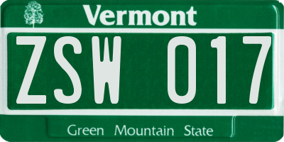 VT license plate ZSW017