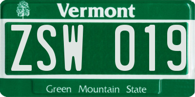 VT license plate ZSW019