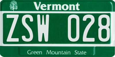 VT license plate ZSW028