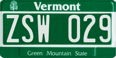 VT license plate ZSW029