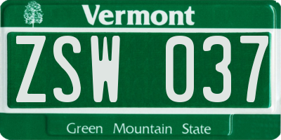 VT license plate ZSW037